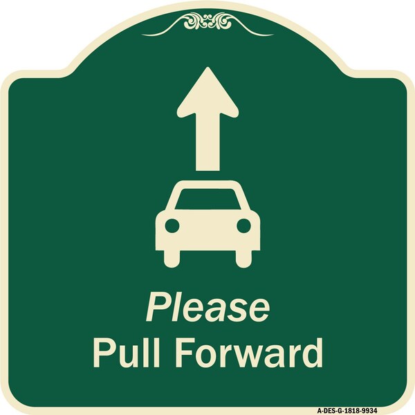 Designer Series-Please Pull Forward With Graphic And Ahead Arrow, 18" x 18", G-1818-9934